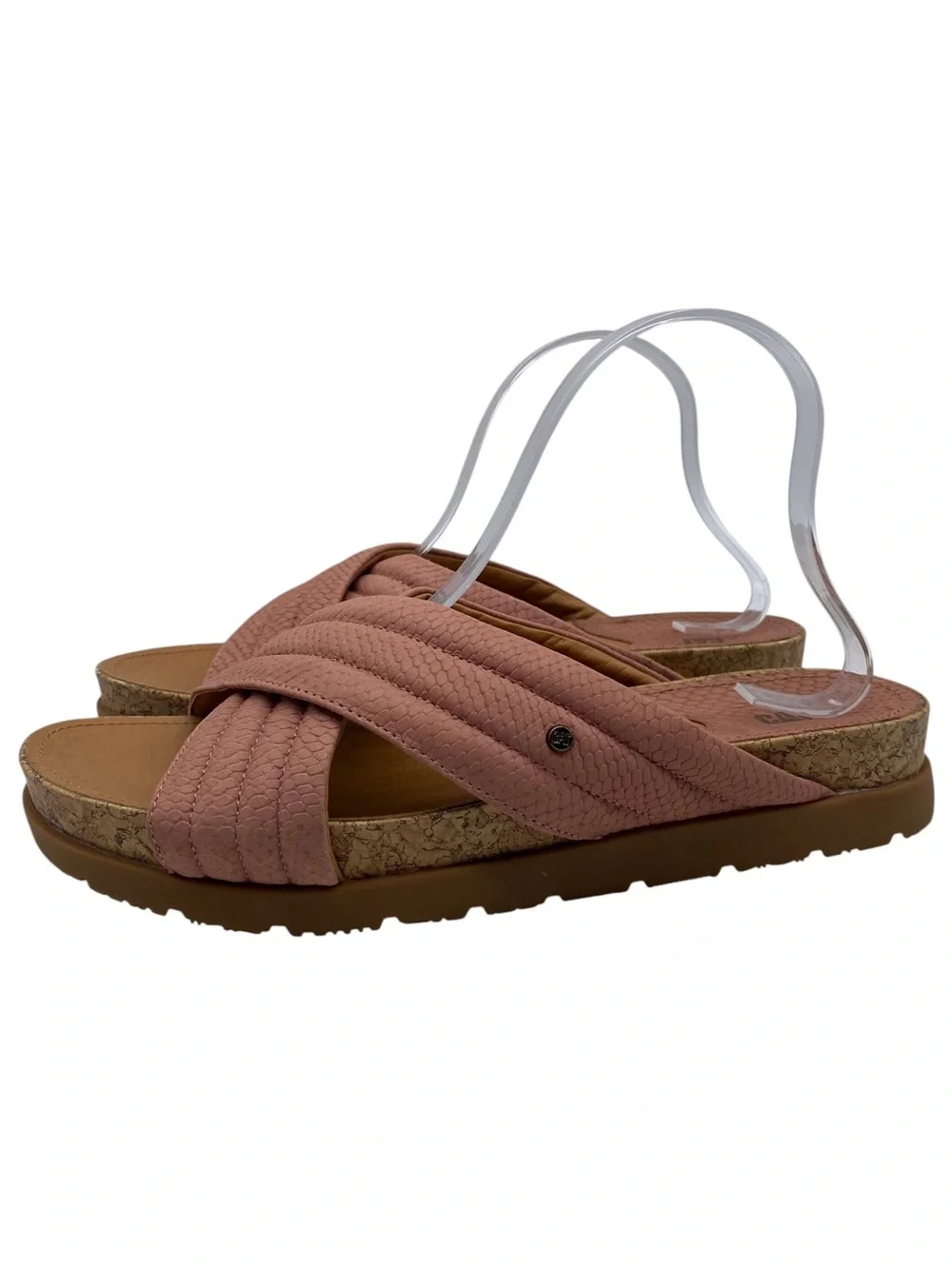Caterpillar Womens Shoes Pink Leather Sandals 10 Flat Slip On Casual CAT Brand